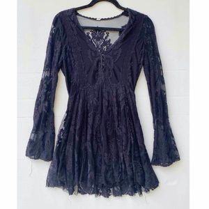 FREE PEOPLE lacy bell-sleeve dress